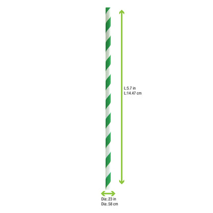 Durable Striped Cocktail Paper Straws - Unwrapped