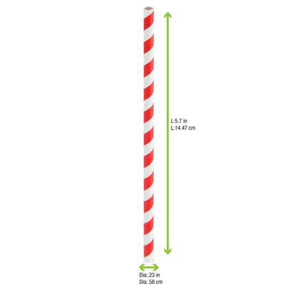 Durable Striped Cocktail Paper Straws - Unwrapped