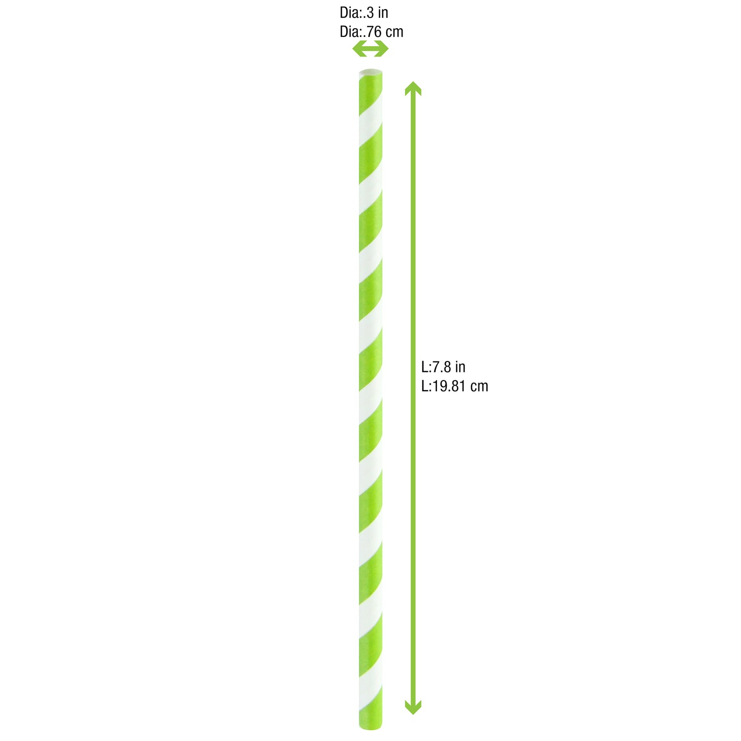 Durable Striped Giant Smoothie Paper Straws - Unwrapped