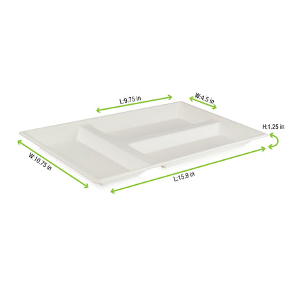 Eco-Design White Sugarcane Compartment Tray