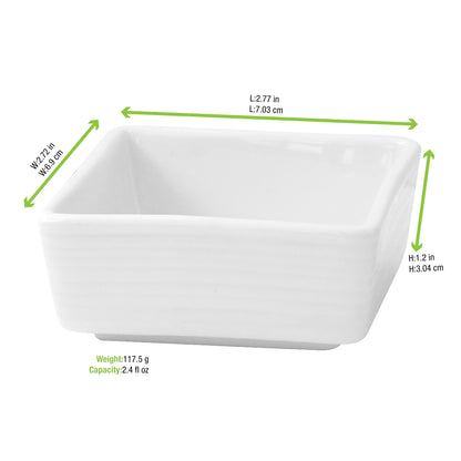 Mini White Square Porcelain Sauce Dish