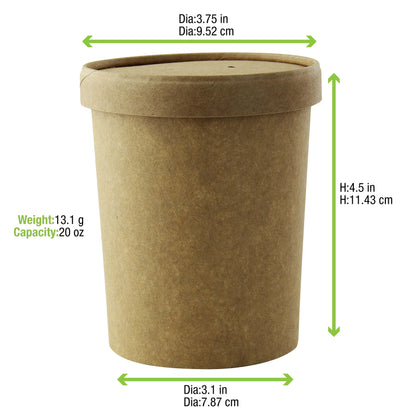 Brown Kraft Soup Cup with Kraft Lid Included 250/Case